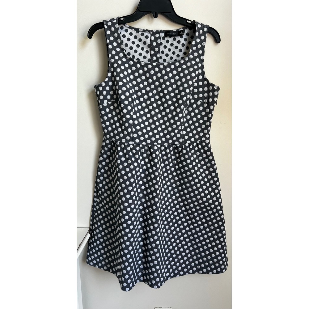 The Limited Women's Size 10 Gray‎ White Polka Dot Sleeveless Dress